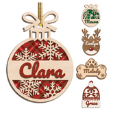 Personalized Name Christmas Ornament - 3 Layered Wooden Design, Christmas Tree Keepsake for Women, Boys, Girls, Family, Best Friends